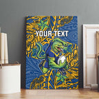 Personalised Parramatta Eels Canvas Wall Art Polynesian Tribal Pattern With Rugby Eel Mascot Art