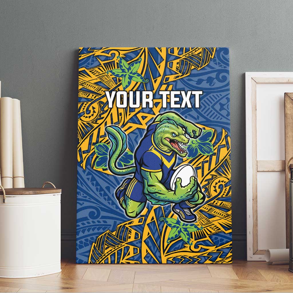 Personalised Parramatta Eels Canvas Wall Art Polynesian Tribal Pattern With Rugby Eel Mascot Art