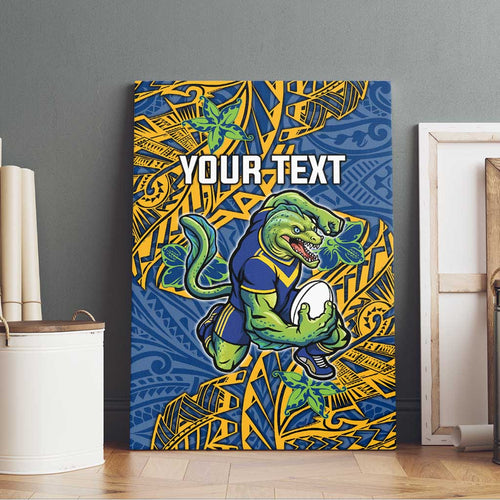 Personalised Parramatta Eels Canvas Wall Art Polynesian Tribal Pattern With Rugby Eel Mascot Art