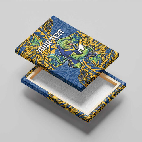 Personalised Parramatta Eels Canvas Wall Art Polynesian Tribal Pattern With Rugby Eel Mascot Art