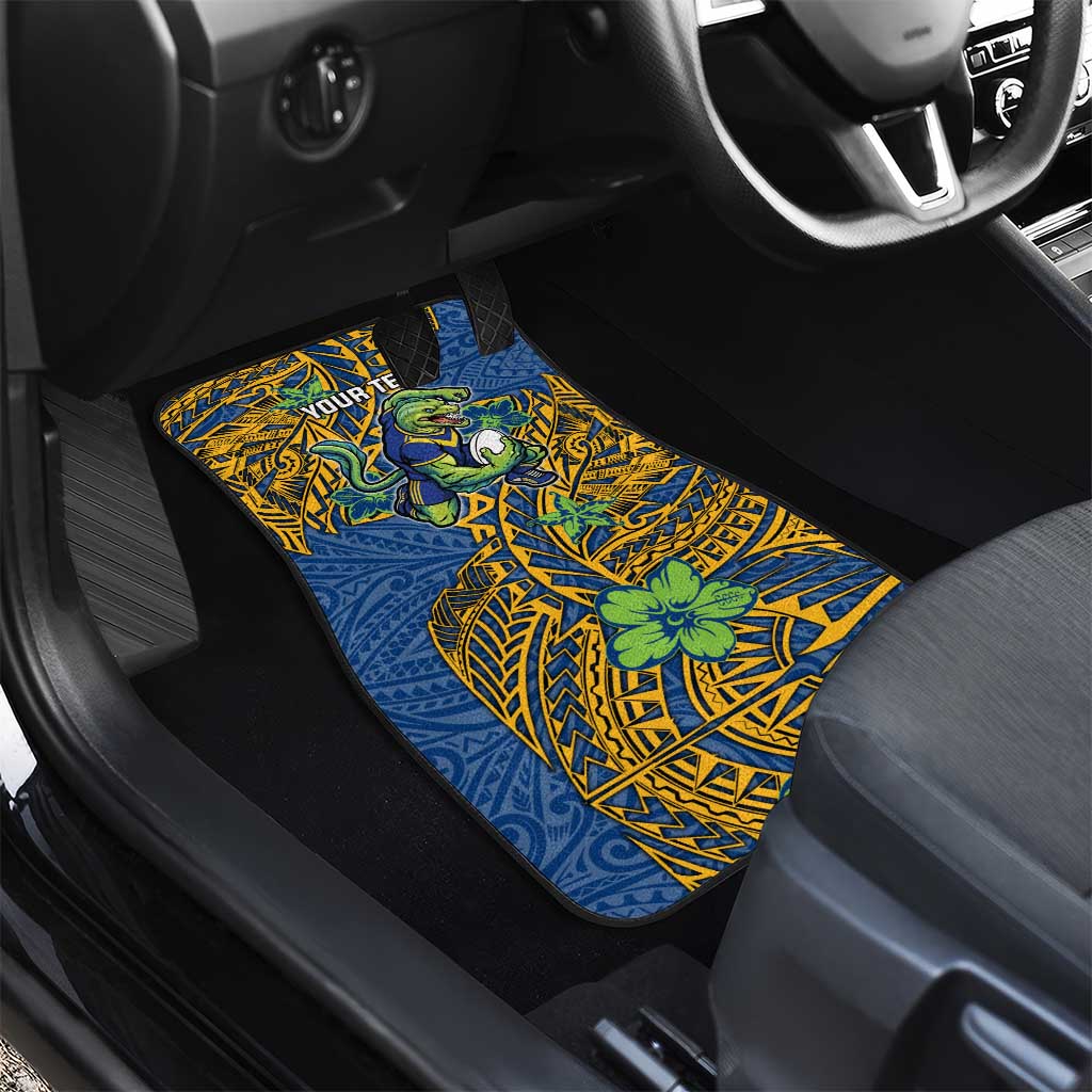 Personalised Parramatta Eels Car Mats Polynesian Tribal Pattern With Rugby Eel Mascot Art