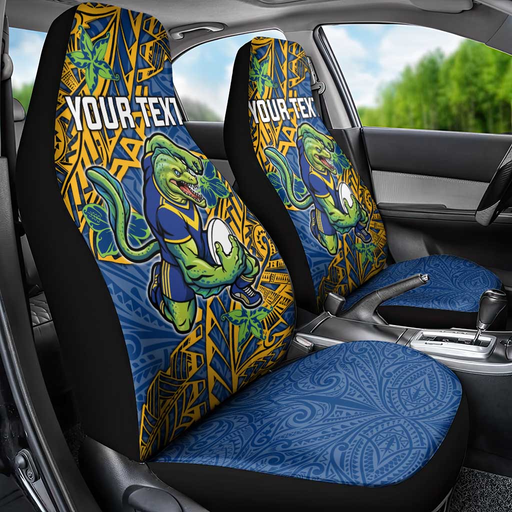 Personalised Parramatta Eels Car Seat Cover Polynesian Tribal Pattern With Rugby Eel Mascot Art