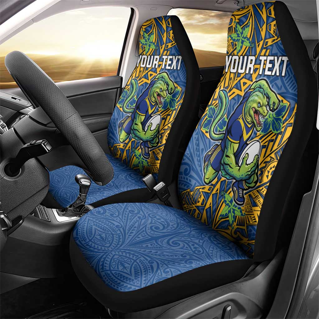 Personalised Parramatta Eels Car Seat Cover Polynesian Tribal Pattern With Rugby Eel Mascot Art