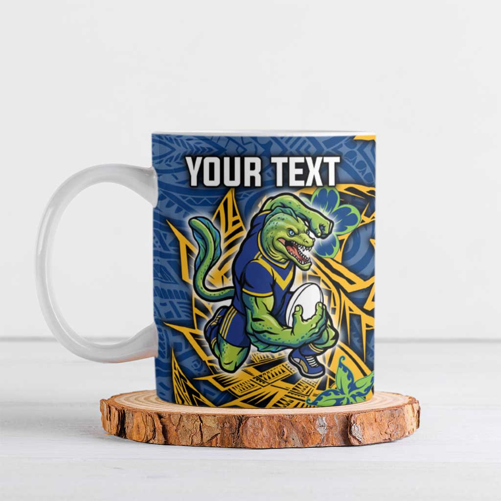 Personalised Parramatta Eels Ceramic Mug Polynesian Tribal Pattern With Rugby Eel Mascot Art