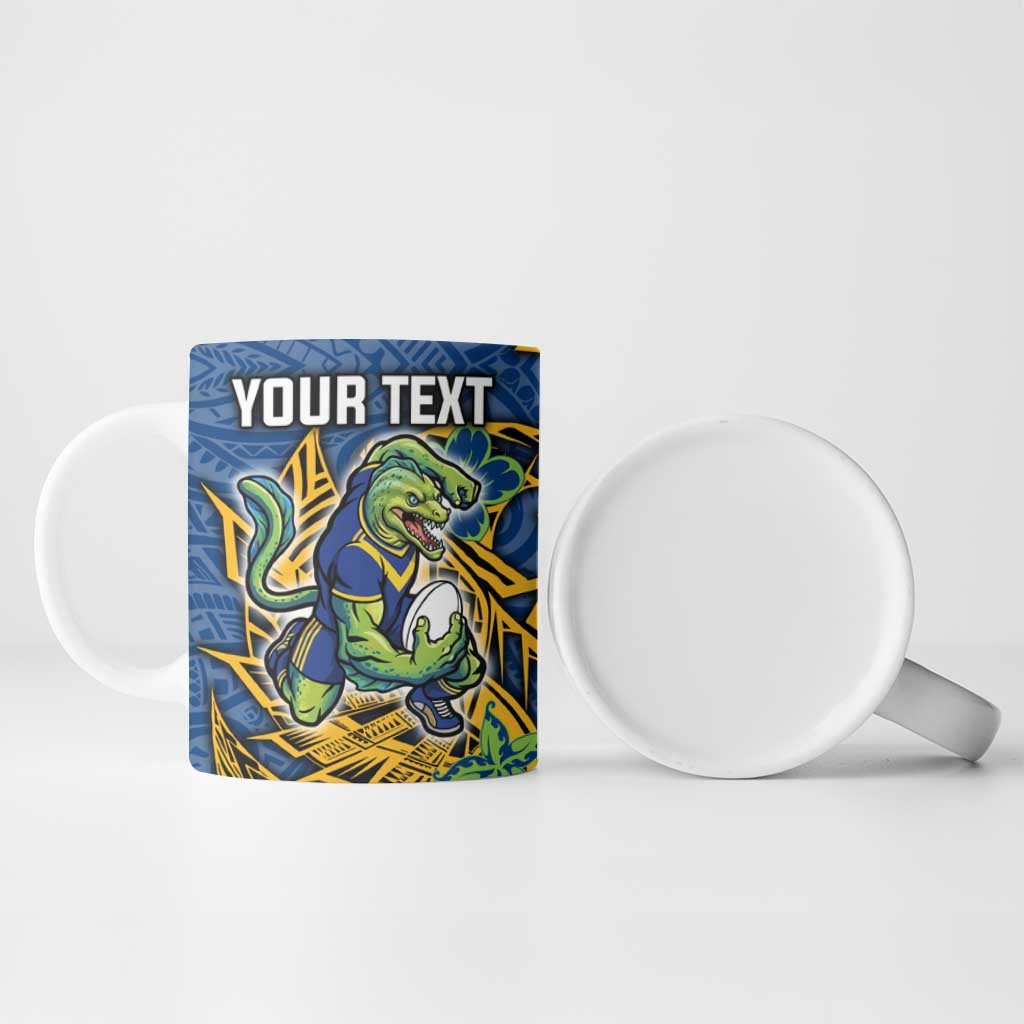 Personalised Parramatta Eels Ceramic Mug Polynesian Tribal Pattern With Rugby Eel Mascot Art