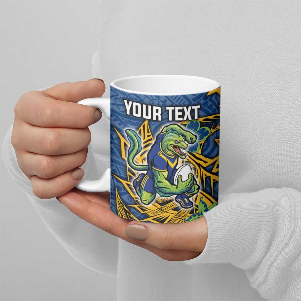 Personalised Parramatta Eels Ceramic Mug Polynesian Tribal Pattern With Rugby Eel Mascot Art
