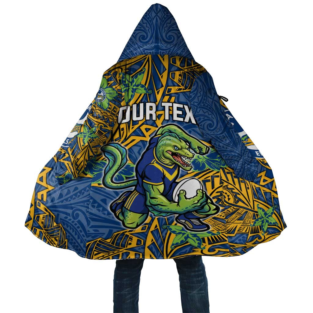 Personalised Parramatta Eels Cloak Polynesian Tribal Pattern With Rugby Eel Mascot Art
