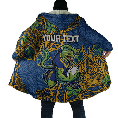 Personalised Parramatta Eels Cloak Polynesian Tribal Pattern With Rugby Eel Mascot Art