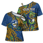 Personalised Parramatta Eels Cross Shoulder Shirt Polynesian Tribal Pattern With Rugby Eel Mascot Art