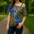 Personalised Parramatta Eels Cross Shoulder Shirt Polynesian Tribal Pattern With Rugby Eel Mascot Art