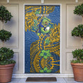Personalised Parramatta Eels Door Cover Polynesian Tribal Pattern With Rugby Eel Mascot Art