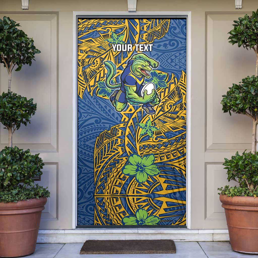 Personalised Parramatta Eels Door Cover Polynesian Tribal Pattern With Rugby Eel Mascot Art