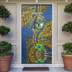 Personalised Parramatta Eels Door Cover Polynesian Tribal Pattern With Rugby Eel Mascot Art