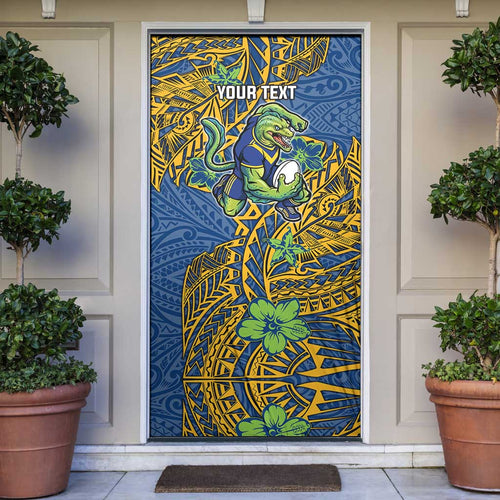 Personalised Parramatta Eels Door Cover Polynesian Tribal Pattern With Rugby Eel Mascot Art