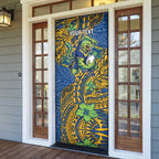 Personalised Parramatta Eels Door Cover Polynesian Tribal Pattern With Rugby Eel Mascot Art