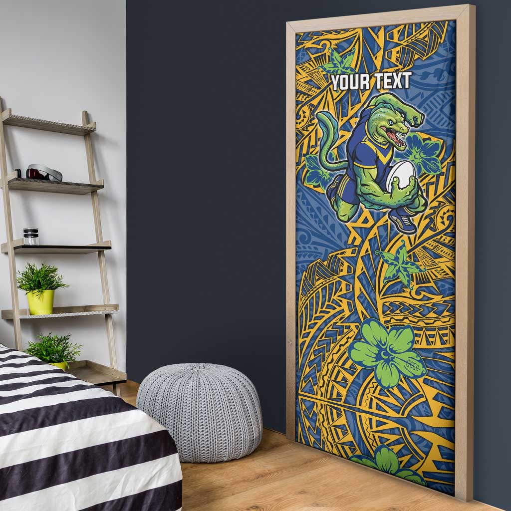 Personalised Parramatta Eels Door Cover Polynesian Tribal Pattern With Rugby Eel Mascot Art