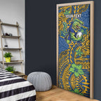 Personalised Parramatta Eels Door Cover Polynesian Tribal Pattern With Rugby Eel Mascot Art
