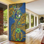 Personalised Parramatta Eels Door Cover Polynesian Tribal Pattern With Rugby Eel Mascot Art