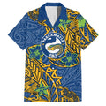 Personalised Parramatta Eels Family Matching Long Sleeve Bodycon Dress and Hawaiian Shirt Polynesian Tribal Pattern With Rugby Eel Mascot Art
