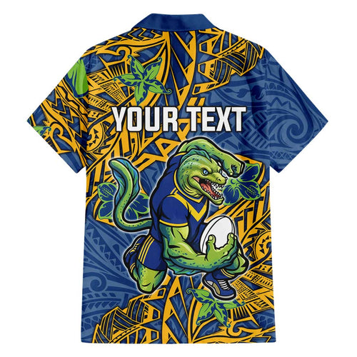 Personalised Parramatta Eels Family Matching Long Sleeve Bodycon Dress and Hawaiian Shirt Polynesian Tribal Pattern With Rugby Eel Mascot Art