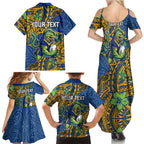 Personalised Parramatta Eels Family Matching Summer Maxi Dress and Hawaiian Shirt Polynesian Tribal Pattern With Rugby Eel Mascot Art