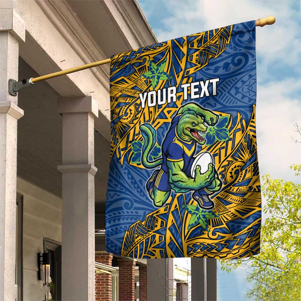 Personalised Parramatta Eels Garden Flag Polynesian Tribal Pattern With Rugby Eel Mascot Art