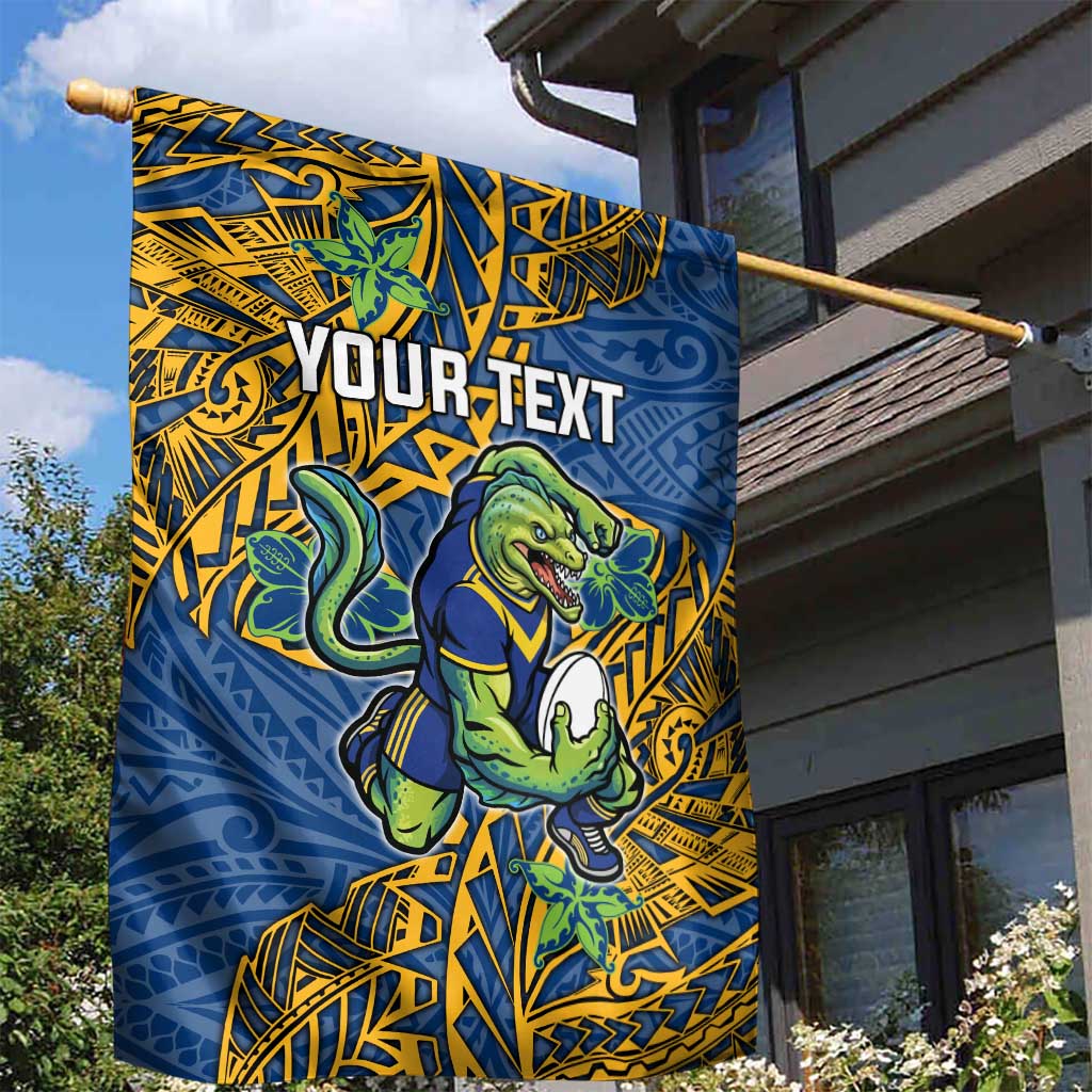 Personalised Parramatta Eels Garden Flag Polynesian Tribal Pattern With Rugby Eel Mascot Art