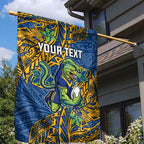 Personalised Parramatta Eels Garden Flag Polynesian Tribal Pattern With Rugby Eel Mascot Art