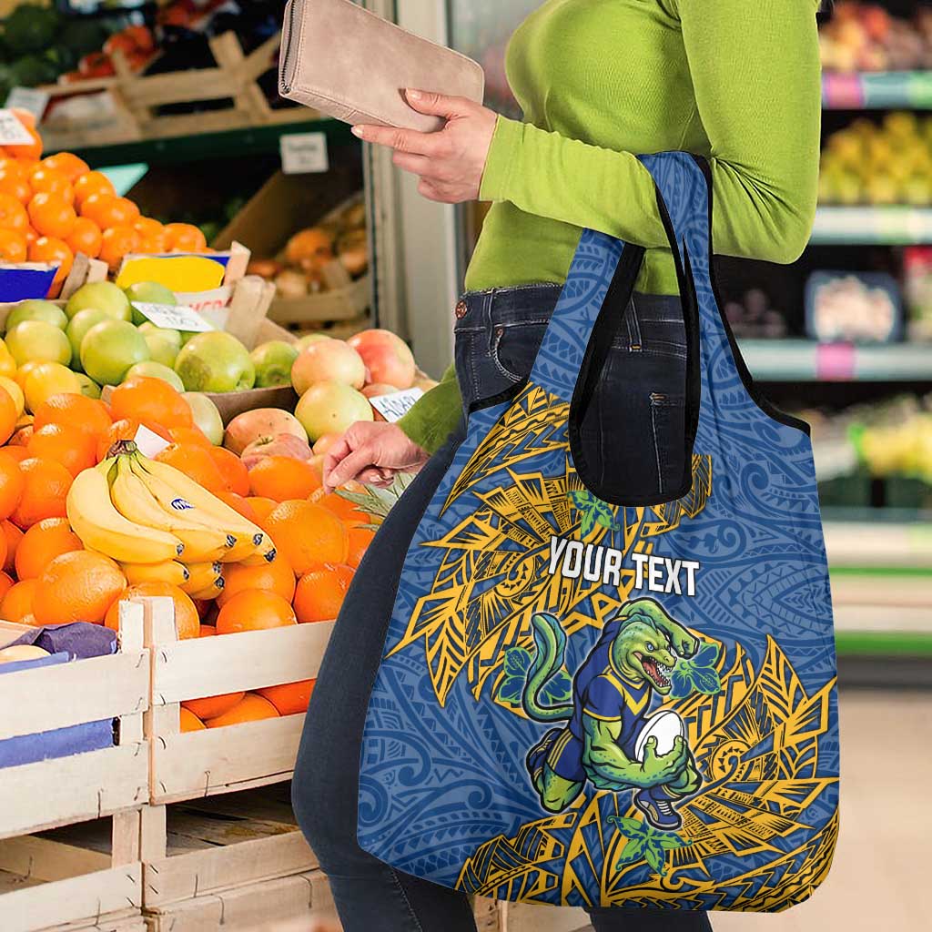 Personalised Parramatta Eels Grocery Bag Polynesian Tribal Pattern With Rugby Eel Mascot Art