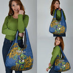 Personalised Parramatta Eels Grocery Bag Polynesian Tribal Pattern With Rugby Eel Mascot Art
