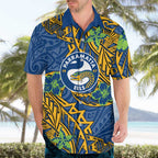 Personalised Parramatta Eels Hawaiian Shirt Polynesian Tribal Pattern With Rugby Eel Mascot Art