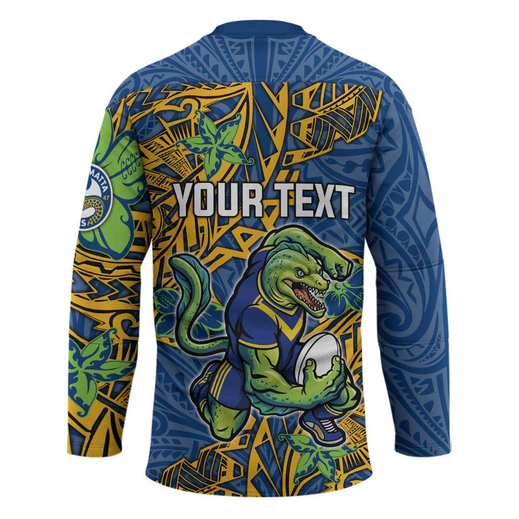 Personalised Parramatta Eels Hockey Jersey Polynesian Tribal Pattern With Rugby Eel Mascot Art