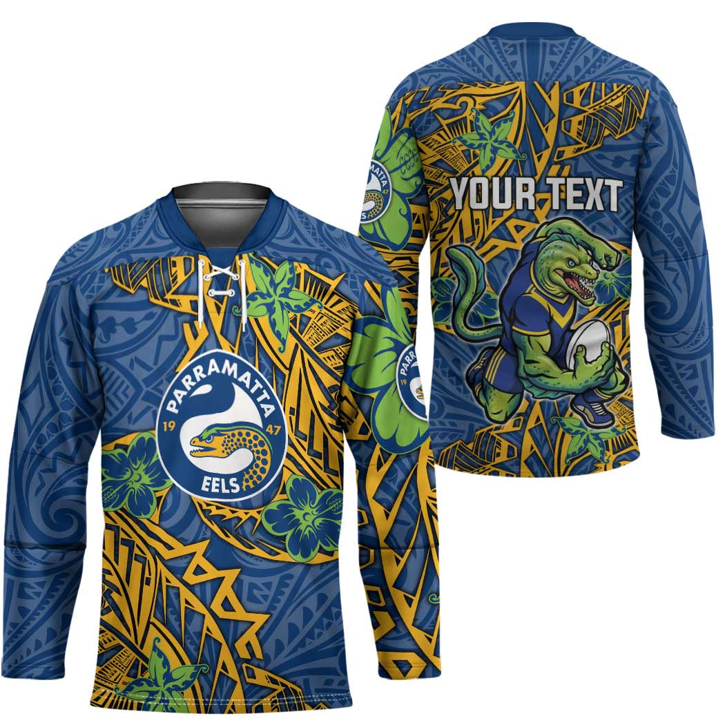 Personalised Parramatta Eels Hockey Jersey Polynesian Tribal Pattern With Rugby Eel Mascot Art