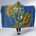 Personalised Parramatta Eels Hooded Blanket Polynesian Tribal Pattern With Rugby Eel Mascot Art