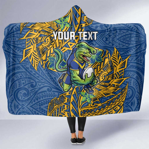 Personalised Parramatta Eels Hooded Blanket Polynesian Tribal Pattern With Rugby Eel Mascot Art
