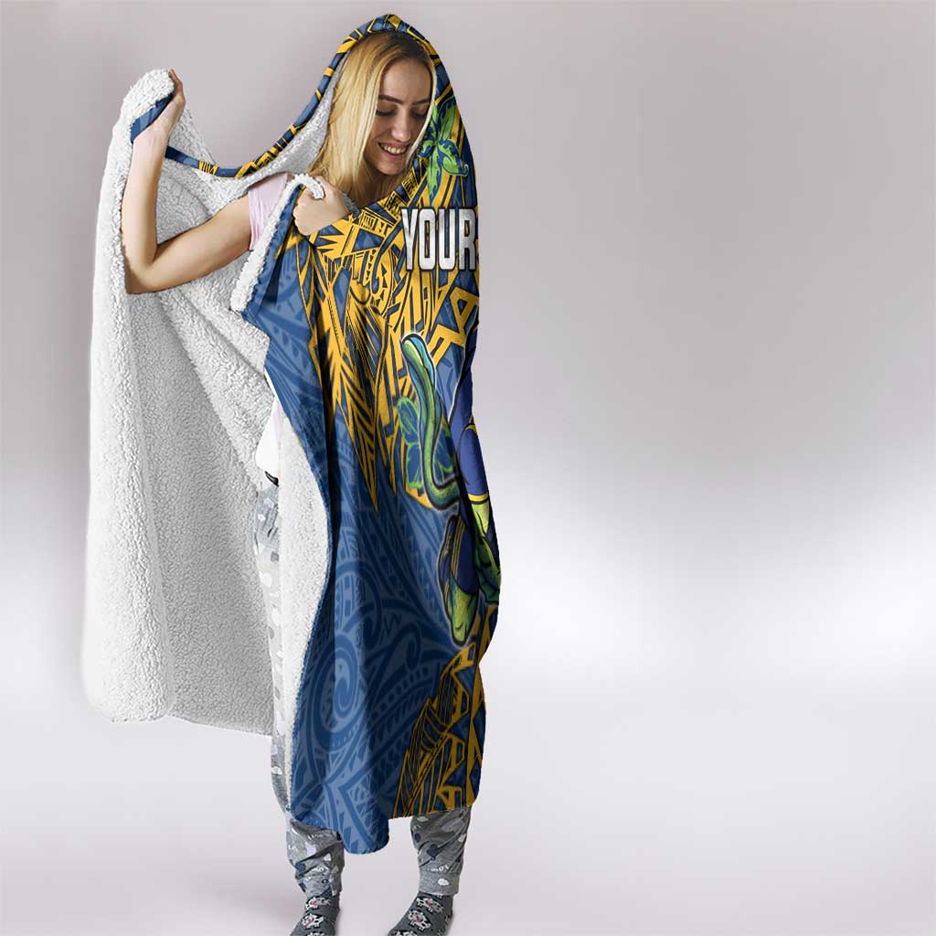 Personalised Parramatta Eels Hooded Blanket Polynesian Tribal Pattern With Rugby Eel Mascot Art