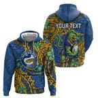 Personalised Parramatta Eels Hoodie Polynesian Tribal Pattern With Rugby Eel Mascot Art
