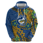 Personalised Parramatta Eels Hoodie Polynesian Tribal Pattern With Rugby Eel Mascot Art