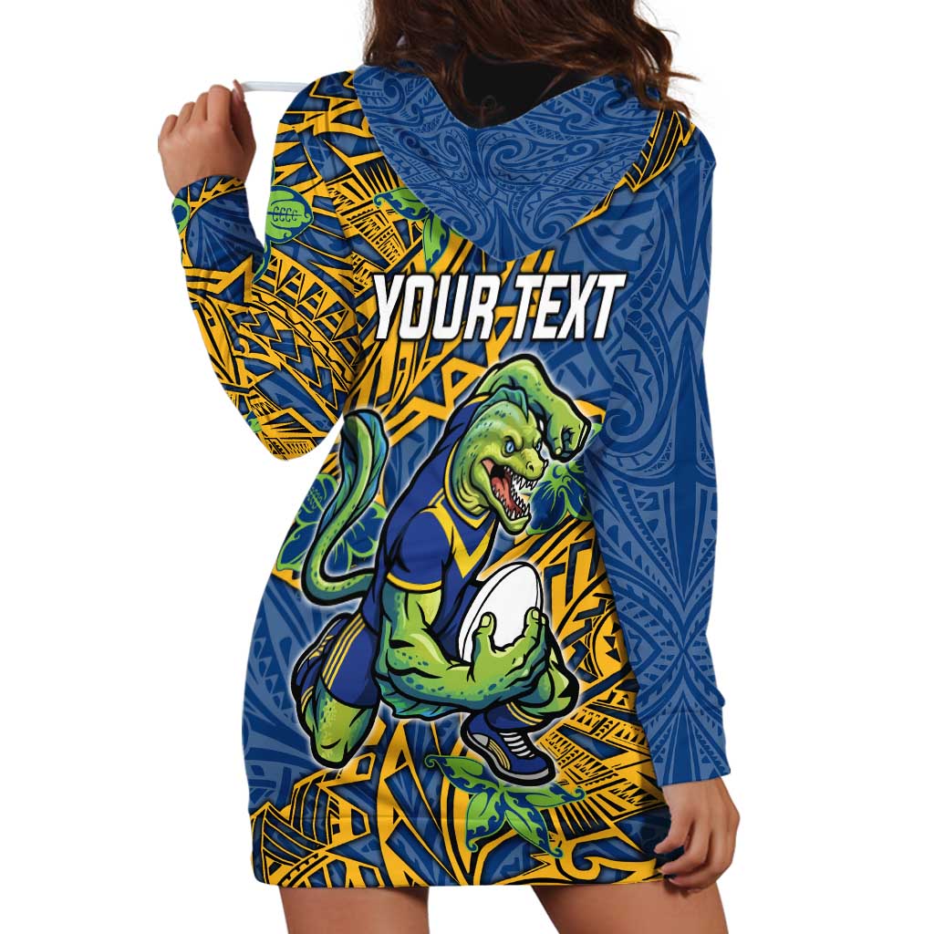 Personalised Parramatta Eels Hoodie Dress Polynesian Tribal Pattern With Rugby Eel Mascot Art