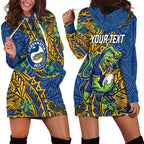 Personalised Parramatta Eels Hoodie Dress Polynesian Tribal Pattern With Rugby Eel Mascot Art