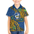Personalised Parramatta Eels Kid Hawaiian Shirt Polynesian Tribal Pattern With Rugby Eel Mascot Art