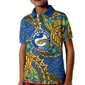 Personalised Parramatta Eels Kid Polo Shirt Polynesian Tribal Pattern With Rugby Eel Mascot Art