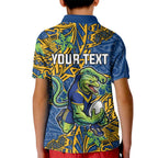Personalised Parramatta Eels Kid Polo Shirt Polynesian Tribal Pattern With Rugby Eel Mascot Art