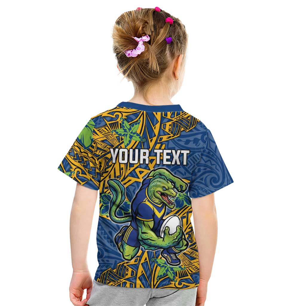 Personalised Parramatta Eels Kid T Shirt Polynesian Tribal Pattern With Rugby Eel Mascot Art