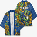 Personalised Parramatta Eels Kimono Polynesian Tribal Pattern With Rugby Eel Mascot Art