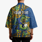 Personalised Parramatta Eels Kimono Polynesian Tribal Pattern With Rugby Eel Mascot Art
