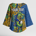 Personalised Parramatta Eels Kimono Sleeve Blouse Polynesian Tribal Pattern With Rugby Eel Mascot Art