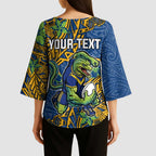 Personalised Parramatta Eels Kimono Sleeve Blouse Polynesian Tribal Pattern With Rugby Eel Mascot Art