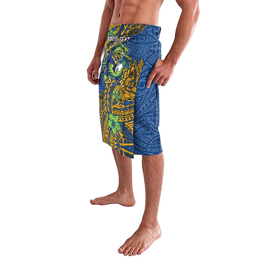 Personalised Parramatta Eels Lavalava Polynesian Tribal Pattern With Rugby Eel Mascot Art