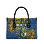 Personalised Parramatta Eels Leather Bag Polynesian Tribal Pattern With Rugby Eel Mascot Art